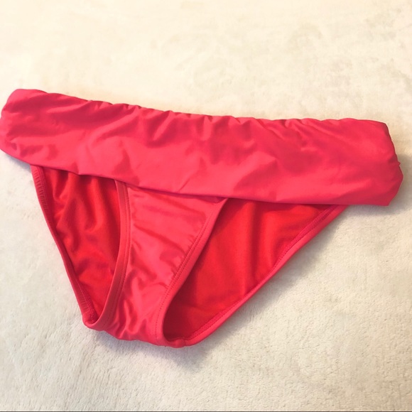 🎁Bundle 4 Free! Old Navy Pink Fold Over Waist Bikini Bottoms Size Small - Picture 3 of 10